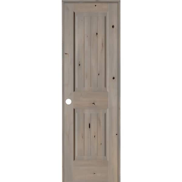 Krosswood Doors 24 in. x 80 in. Knotty Alder 2 Panel Right-Hand Square ...