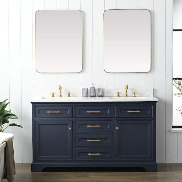 SUDIO Thompson 60 in. W x 22 in. D Bath Vanity in Indigo Blue with ...