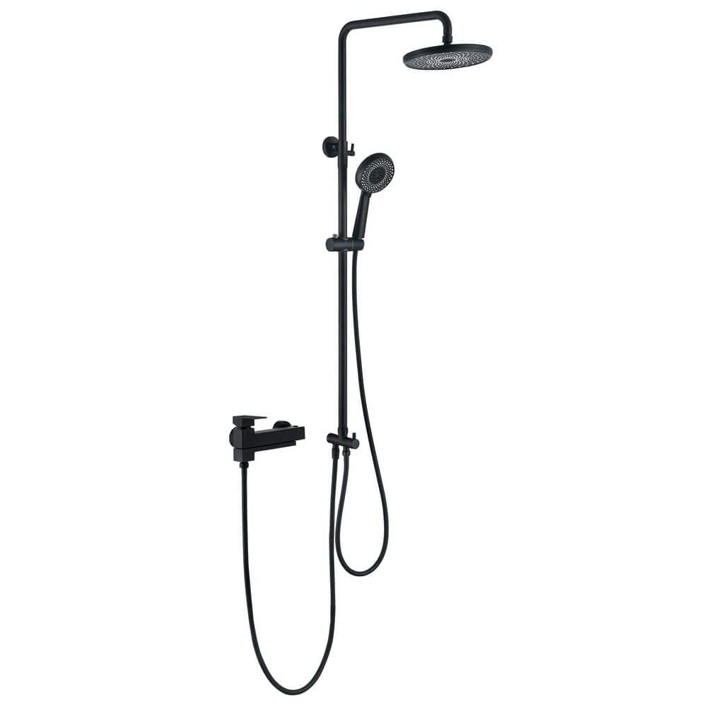 Single Handle 5-Spray Exposed Pipe Tub and Shower Faucet 1.8 GPM Wall Mount Shower System in. Matte Black Valve Included price history on PriceWatchPro