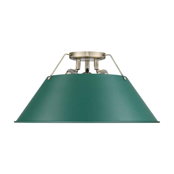 Orwell 18.75 in. 7 Light Aged Brass Flush Mount With Shade and No Bulbs Included 1-Pack
