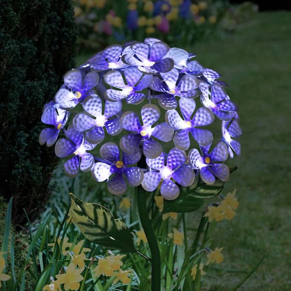 Exhart Solar Hydrangea 1.77 ft. Purple Metal Garden Stake 14181-RS