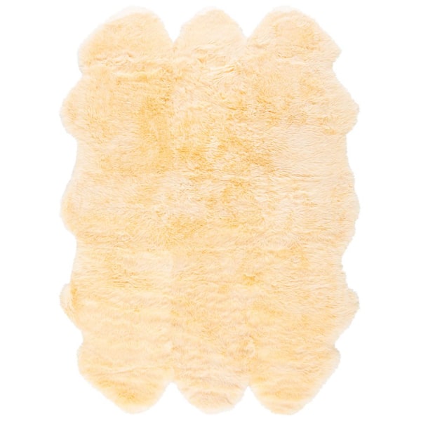 Sheep Skin 5 X 8 Champagne Solid Color Area Rug