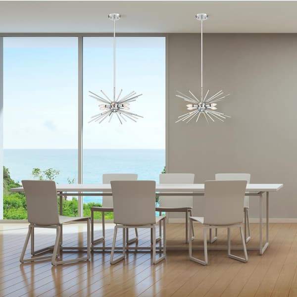 Cordelia Lighting Amelia 60-Watt 6-Light Chrome Pendant with Glass Rods