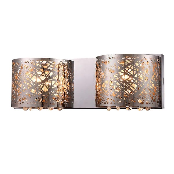 Warehouse of Tiffany Aubrey 2-Light Chrome Indoor Crystal Wall Lamp
