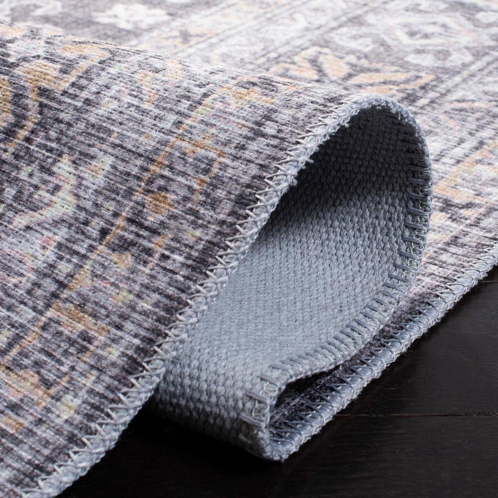 Serapi Gray and Beige Square Washable Synthetic Area Rug