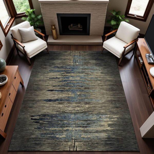 Mayfield Premium Machine Washable Abstract AMF1299 Coffee 3 ft. x 5 ft. Area Rug