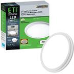 13 in. White Decorative Curved Beveled Edge Selectable CCT LED Flush Mount with Night Light Feature 1350 Lumens