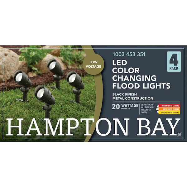 Hampton Bay 4.5W Black Adjustable Light Color Outdoor LED Landscape Spot Light 