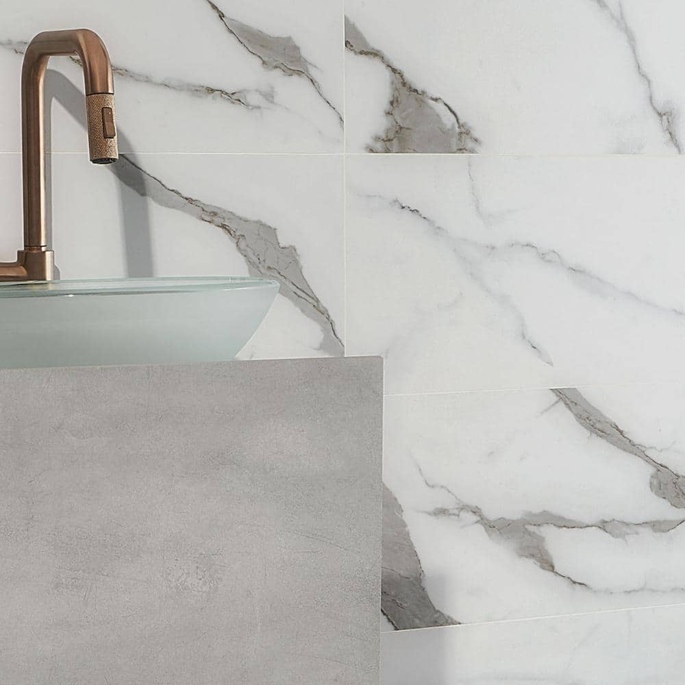 Saroshi 12x24 Matte Porcelain Marble Look Floor and Wall Tile