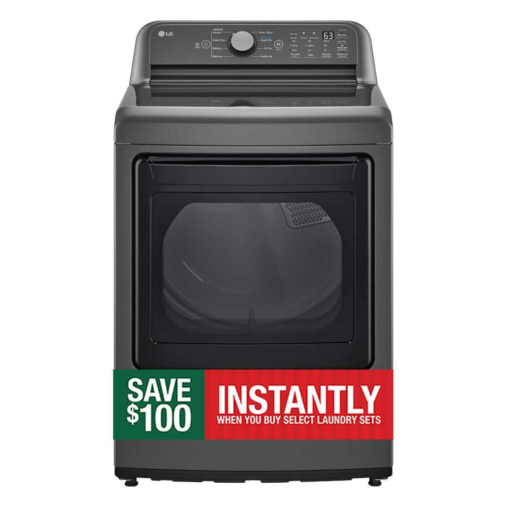 LG 7.3 cu. ft. Vented Gas Dryer in Middle Black with Sensor Dry Technology