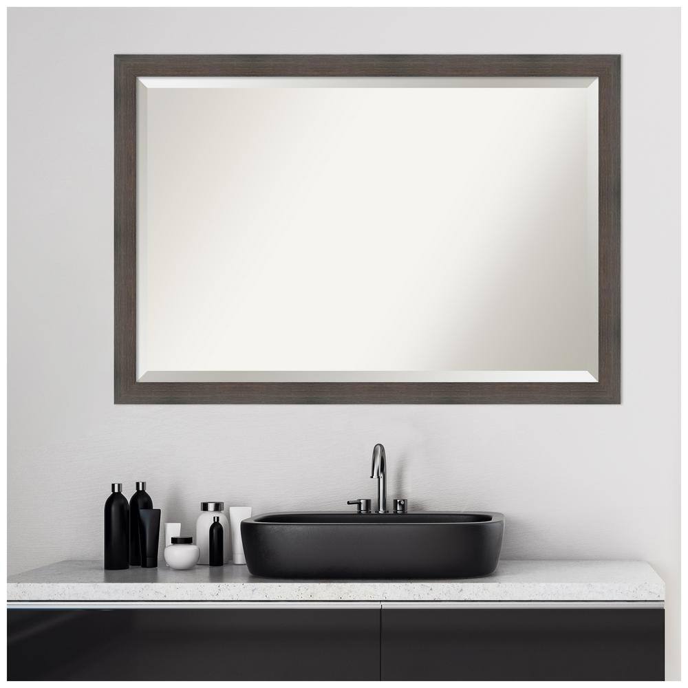 Hardwood Chocolate Rectangular Bathroom Vanity Wall Mirror