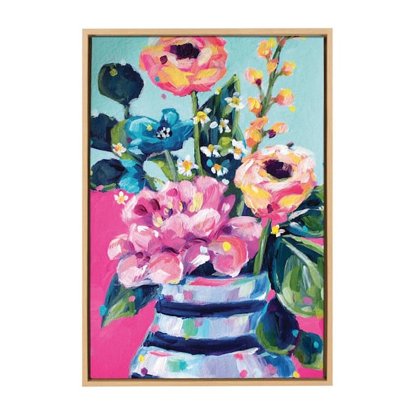 Kate and Laurel Sylvie "Miss Mabel's Summer Bouquet" by Rachel Christopoulos Framed Canvas Wall Art 33 in. x 23 in.