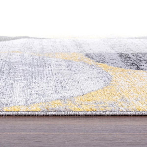 Modern Geometric Design Yellow 5 ft. x 7 ft. Area Rug
