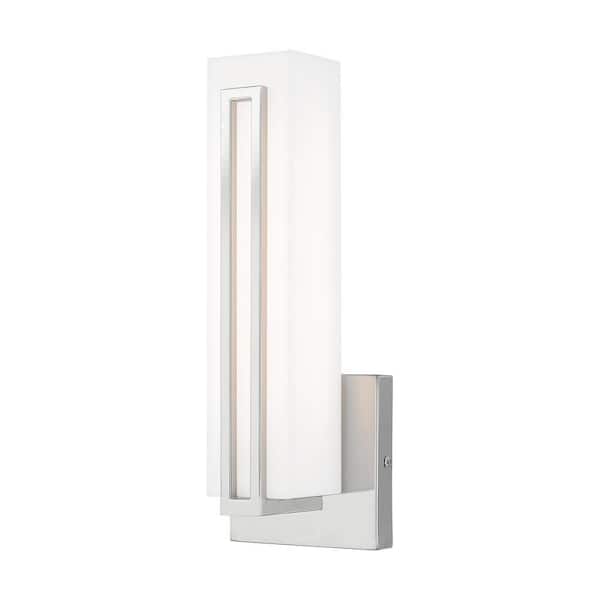 AVIANCE LIGHTING Allen 12 in. 1-Light Polished Chrome LED ADA Vanity Light with Satin White Acrylic Shade