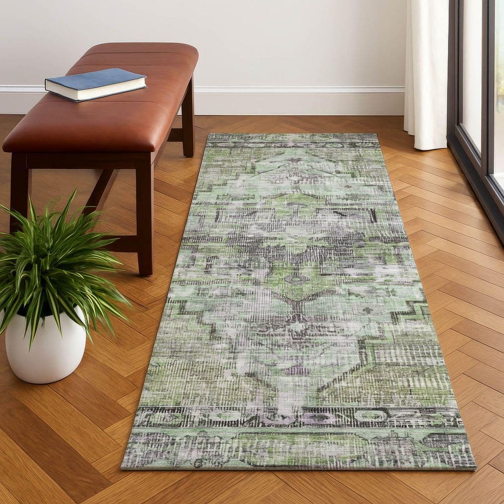 Mayfield Premium Machine Washable Abstract AMF1729 Aloe 2 ft. 3 in. x 7 ft. 6 in. Runner Rug price history on PriceWatchPro