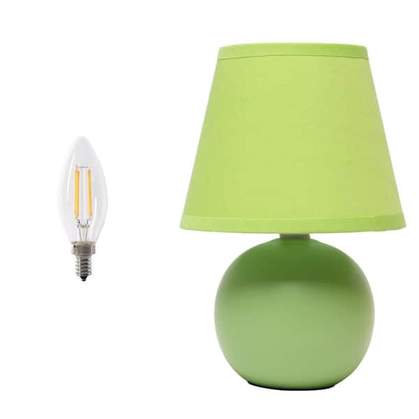 8.66 in. Compact Ceramic Globe Table Lamp with Stylish Shade, LED Bulb Included, Green