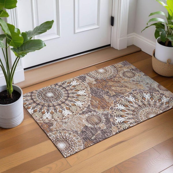 Chantille Machine Washable Indoor/Outdoor Abstract ACN2335 Copper 2 ft. x 3 ft. Accent Rug