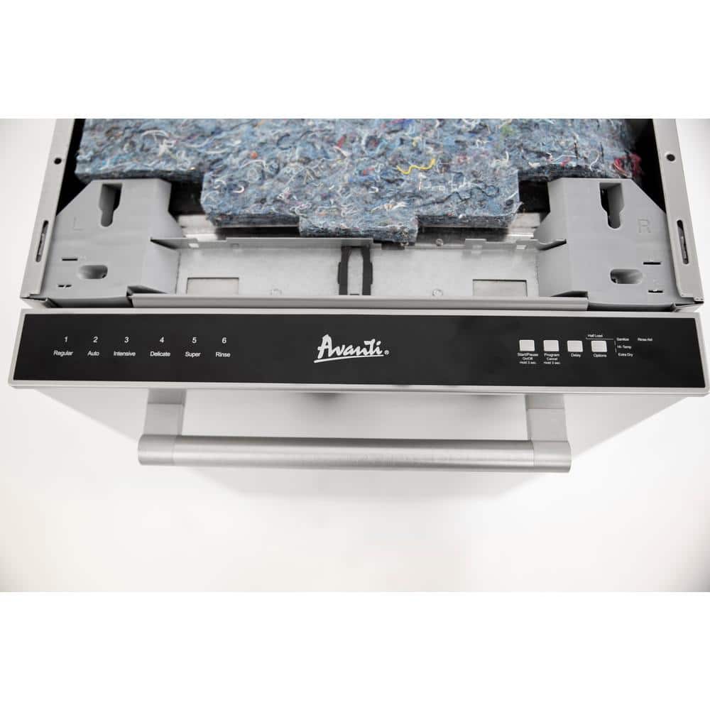 Avanti 18-Inch Silver Stainless Steel Built-In Dishwasher