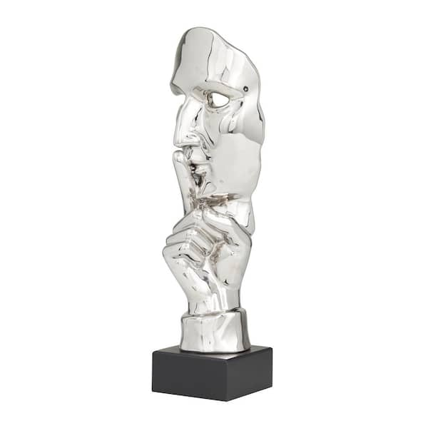 Monroe Lane Glam Polystone Sculpture, Silver