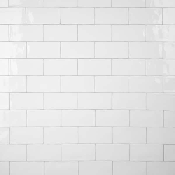 Merola Tile Castillo White 3 in. x 6 in. Ceramic Wall Take Home Tile Sample