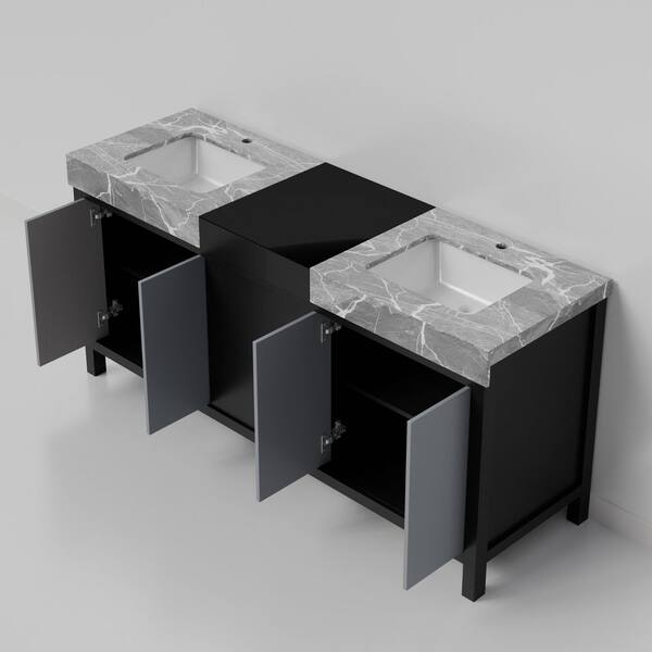 Lexora Zilara 72 in W x 22 in D Black and Grey Double Bath Vanity Lexora Zilara 72 in W x 22 in D Black and Grey Double Bath Vanity