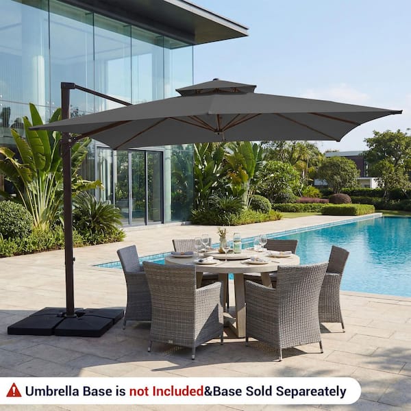 JEAREY 10 ft. x 10 ft. Square Two-Tier Top Rotation Outdoor Cantilever Patio  Umbrella with Cover in Gray LK10FX-Gray - The Home Depot