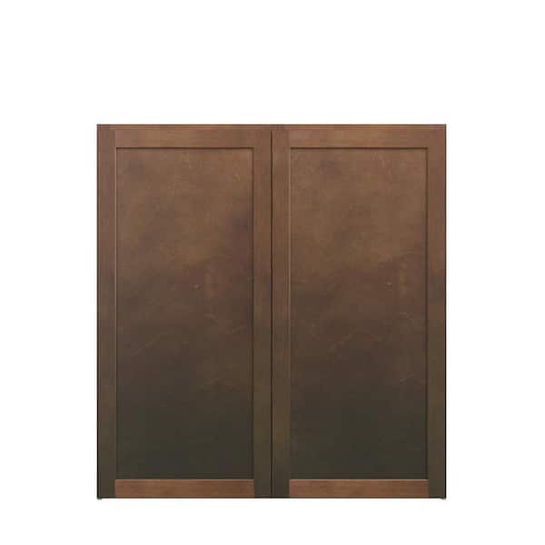 Amherst Shaker 39 in. W x 42 in. H x 12 in. D in Walnut Plywood Assembled Wall Cabinet