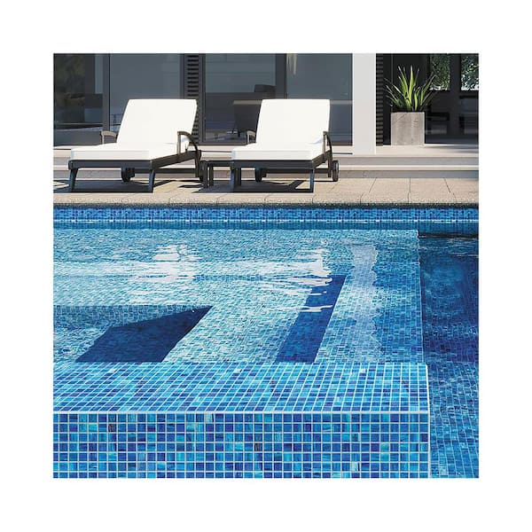 Celestial Glossy Sea Blue 12 in. x 12 in. Glass Mosaic Wall and Floor Tile (20 sq. ft./case) (20-pack)