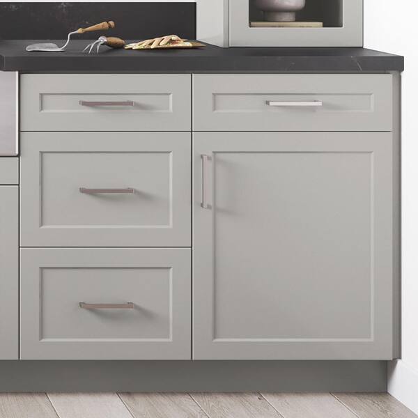 Hampton Bay Designer Series Melvern Assembled 33x34.5x23.75 in. Pots and Pans Drawer Base Kitchen Cabinet in White