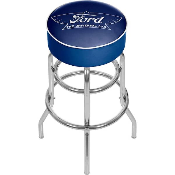 Ford The Universal Car 31 in. Chrome Swivel Cushioned Bar Stool