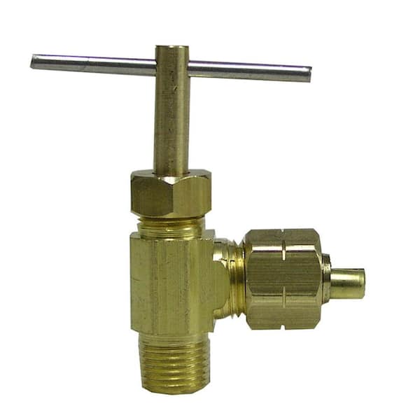 Everbilt 1/4 in. x 1/8 in. Lead-Free Brass Compression x MPT Angle Needle Valve