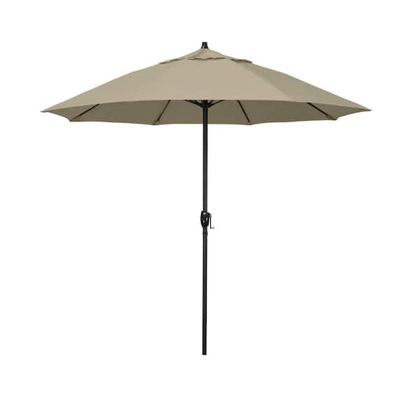 California Umbrella 7.5 ft. Bronze Aluminum Market Patio Umbrella with Fiberglass Ribs and Auto Tilt in Beige Pacifica