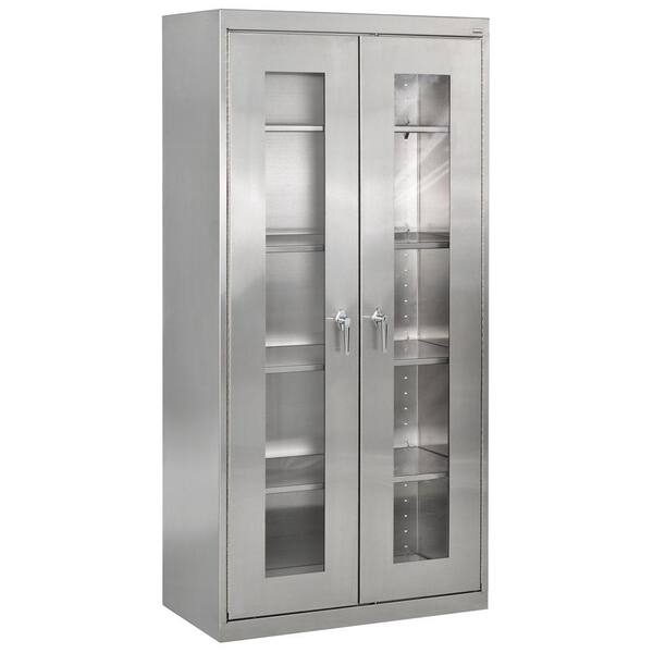 Sandusky 78 in. H x 48 in. W x 24 in. D Stainless Steel Clearview Cabinet with Swing Handle Lock