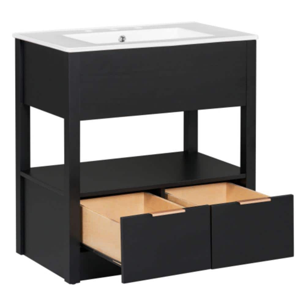 BY05 30.00 in. W x 18.30 in. D x 32.50 in. H Freestanding Bath Vanity in Bl