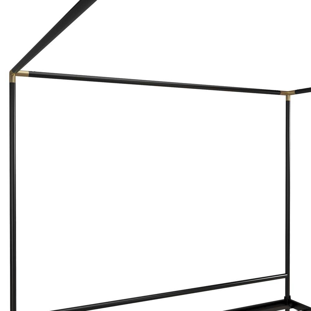 Celeste Black Metal Upholstered King Platform Bed Frame with Slats