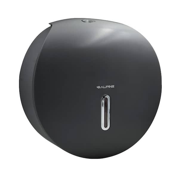 Universal Gray Plastic Single Roll Jumbo Toilet Paper Dispenser, Wall Mount, Fits 9 in. Rolls, Includes Key