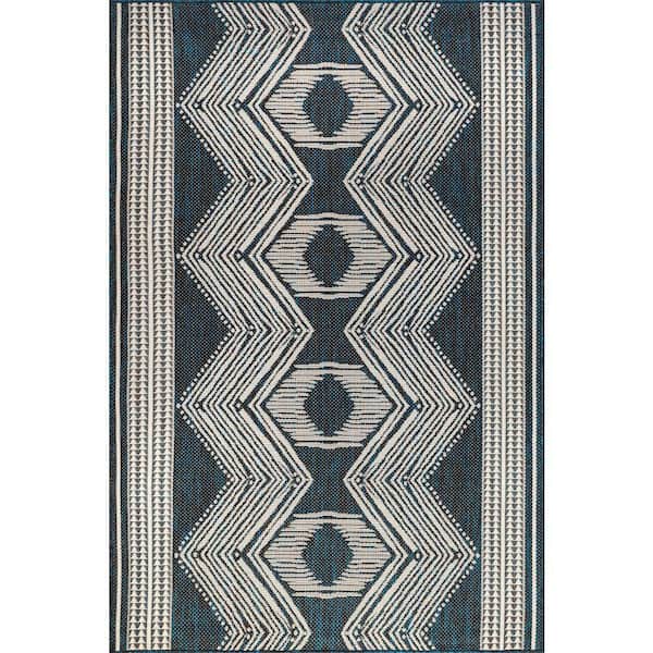 4 ft. x 6 ft. Turquoise Iris Totem Flatweave Outdoor Area Rug