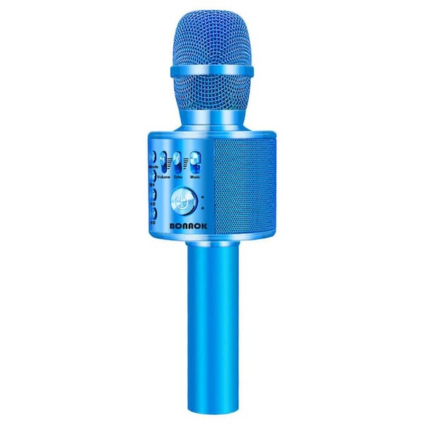 High Compatibility Rechargeable Wireless Bluetooth Karaoke Microphone in Blue