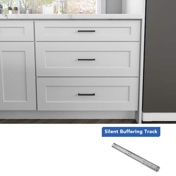 33 in. W x 24 in. D x 34.5 in. H Ready to Assemble Solid Wood Shaker Drawer Base Kitchen Cabinet in White