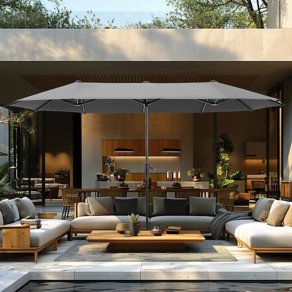 hooda 13 ft market patio umbrella MFSTUDIO 13ft Outdoor Umbrella, Double Sided Large Rectangular Table Twin Triple Rectangle Umbrellas with Crank Handle for Outside Picnic Backyard Deck Pool (no base) : Patio, Lawn & Garden Experience unparalleled shade and comfort with our 13 ft MAISON ARTS 13ft Double -Sided