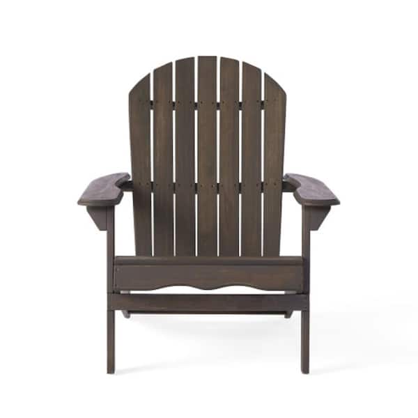 Unbranded 34 in. Classic Gray Foldable Design Durable Acacia Wood Rustic Adirondack Chair Water-Resistant with Wide Armrest