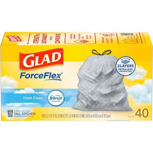 Glad 30 Gal. ForceFlex Black Drawstring Large Outdoor Trash Bags (50-Count)  1258778997 - The Home Depot