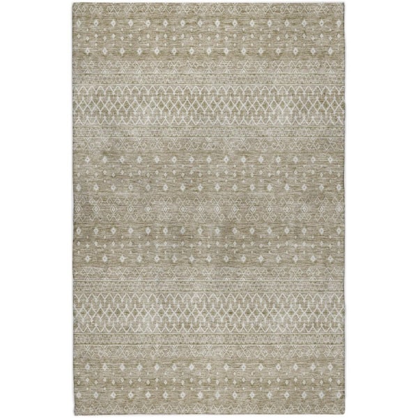 Dream Shag Premium Machine Washable Abstract ADS709 Taupe 3 ft. x 5 ft. Area Rug