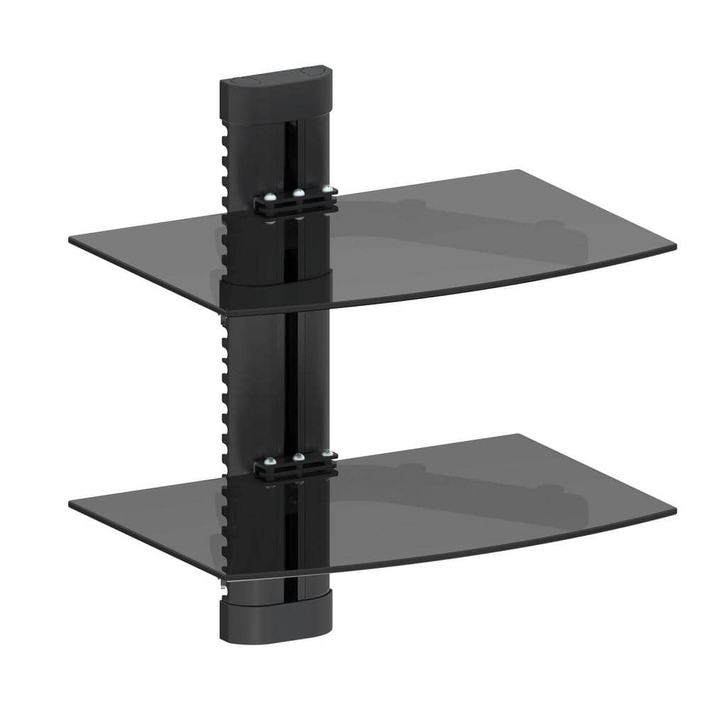ProMounts Heavy-Duty Double AV Wall Shelf for cable box or game consoles.  Fully assembled. Easy install. Supports up to 18 lbs. FSH2 The Home Depot