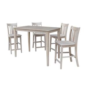 Mia 5-Piece 30 in. Weathered Taupe Rectangular Solid Wood Dining Set with San Remo Chairs