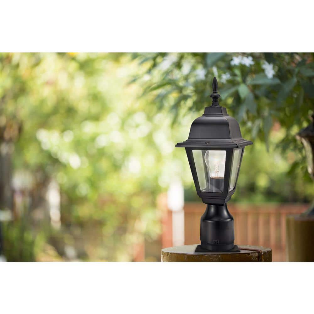 Maple Street Black Outdoor Post Light with Clear Glass