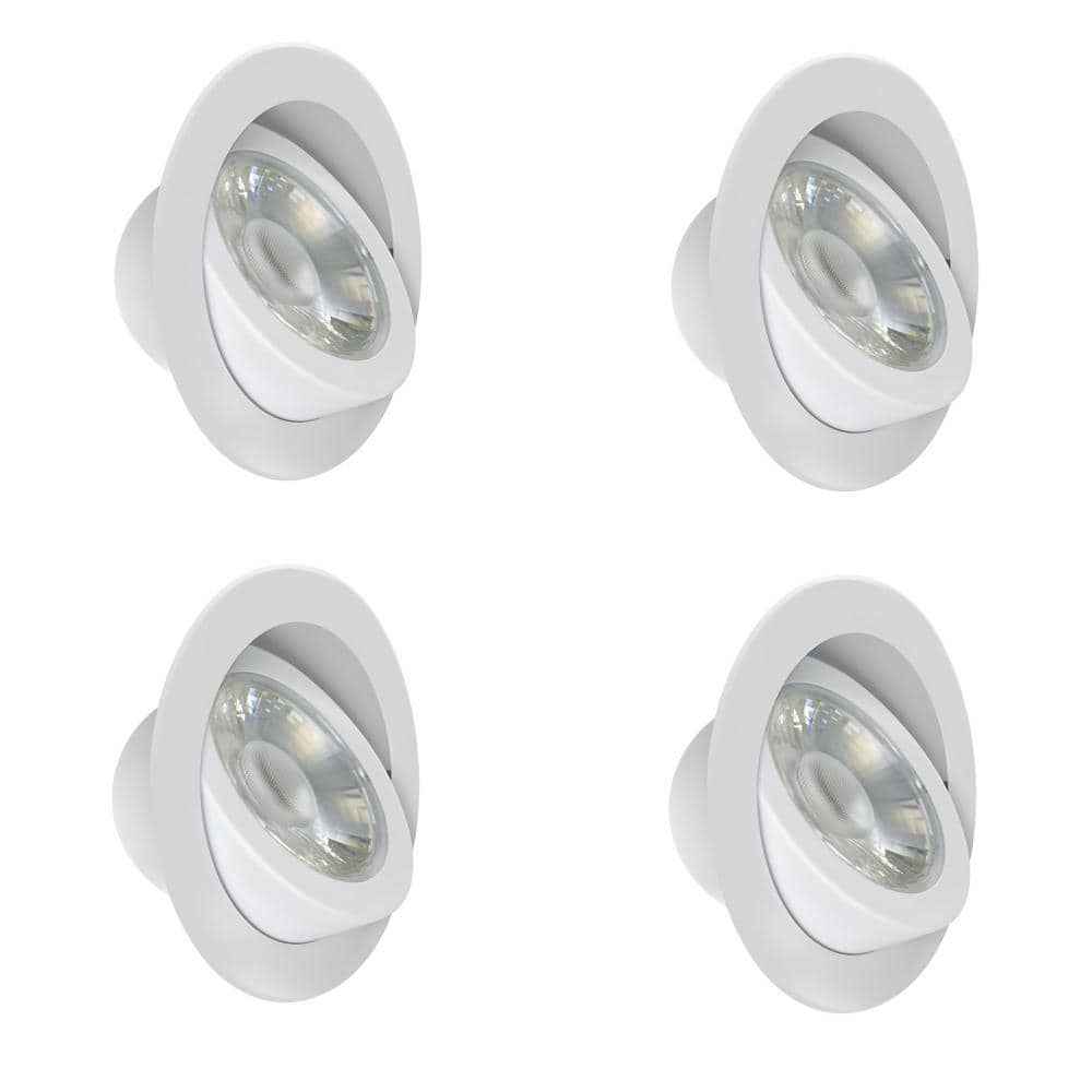 6 in. 850 Lumens Selectable CCT Dimmable Integrated LED Canless Recessed Light Trim w/ Adjustable Gimbal, White 4-Pack price history on PriceWatchPro