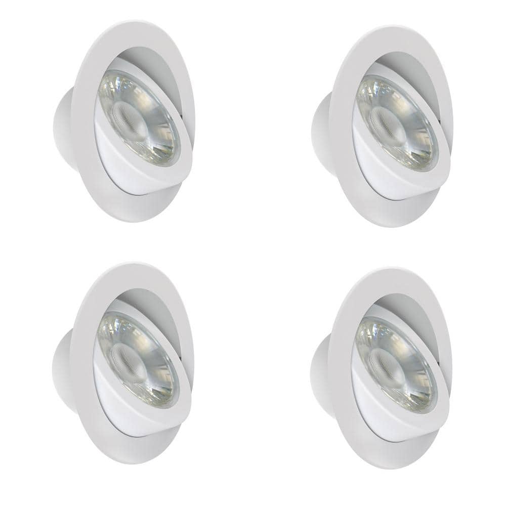 Feit Electric 6 in. Integrated LED Selectable CCT Dimmable CEC Tethered  J-Box Adjustable Angle Canless Recessed Light White, 4-Pack 