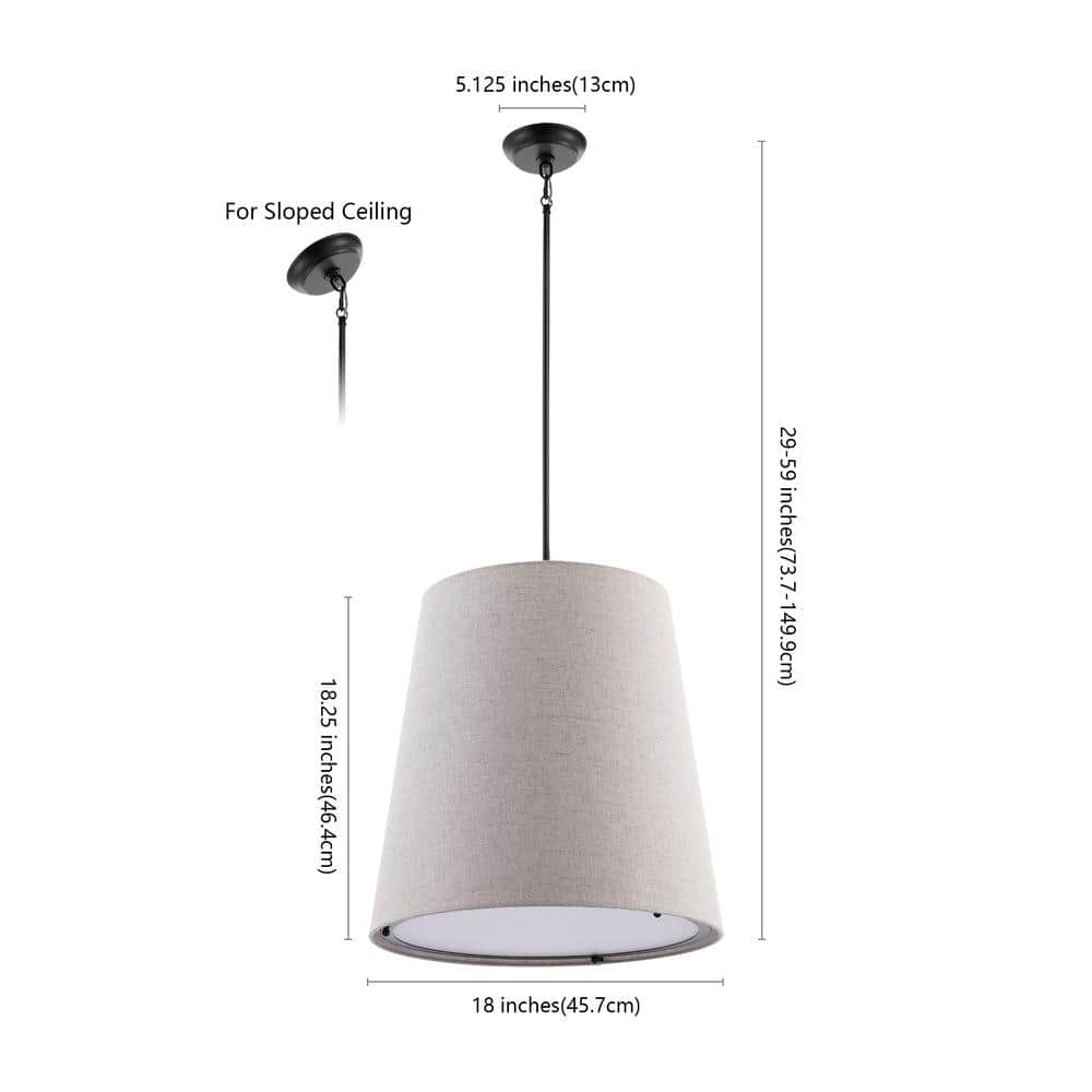 Arden 18" Bohemian Farmhouse Adjustable LED Pendant in Oil-Rubbed Bronze
