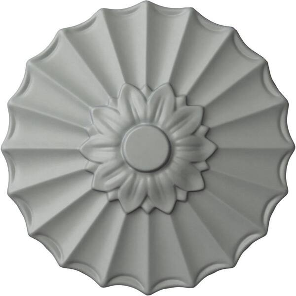 Ekena Millwork 9" x 1-3/8" Shakuras Urethane Ceiling Medallion (Fits Canopies upto 1-3/8"), Primed White